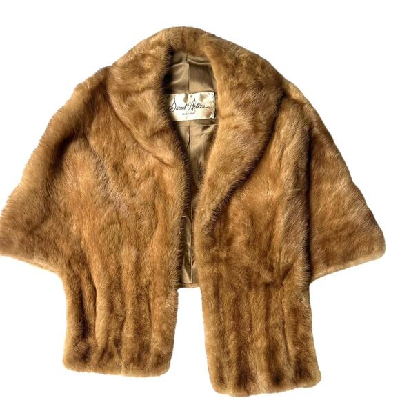 Vintage David Adler Chicago Mink Fur Stole Wrap Shawl Brown - Picture 8 of 8